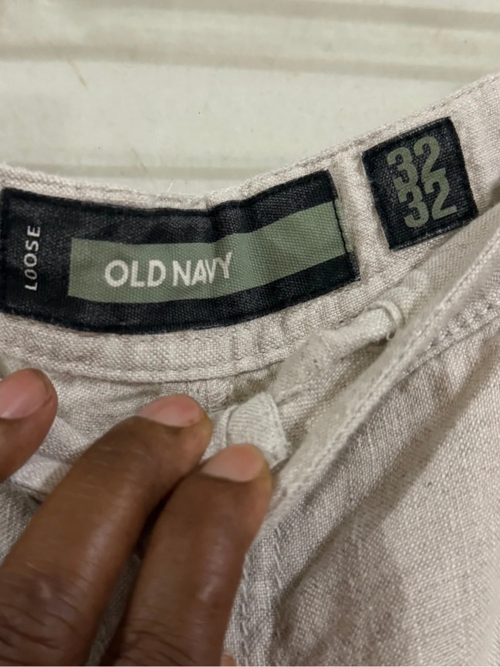 Old Navy Beige Linen-Blend Chinos